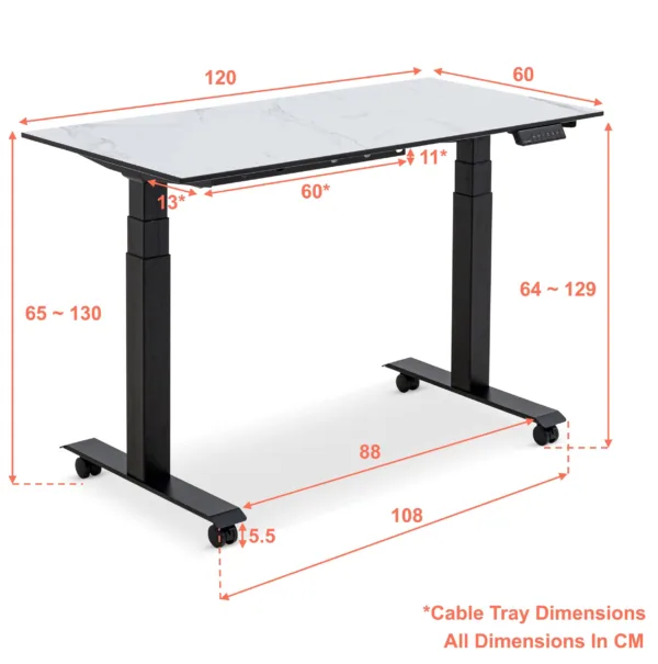 Stationed Oxford Station Electric Adjustable Table, 1.2M