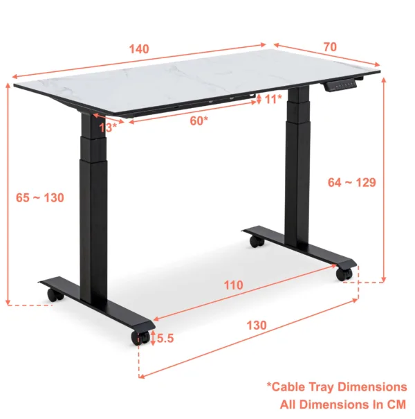 Stationed Livik Station Electric Adjustable Table, 1.4M