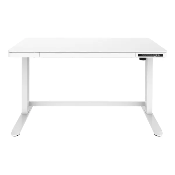 Giolio II Programmable Electric Adjustable Table (White/ Tempered Glass)