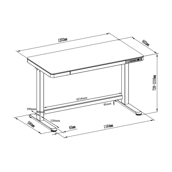 Giolio II Programmable Electric Adjustable Table (White/ Tempered Glass)