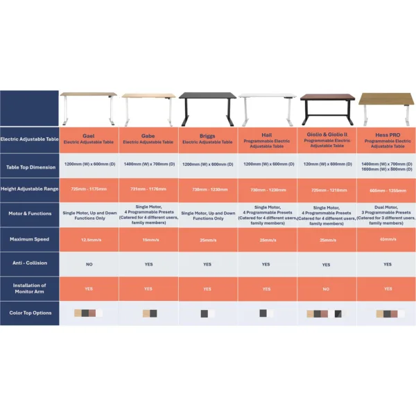 Hail Programmable Electric Adjustable Table (White)